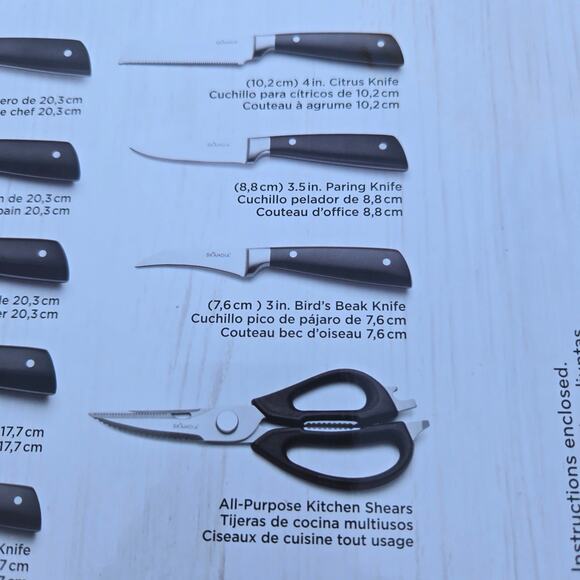 NIB Skandia 10 Piece Cutlery Set With Block Full Tang Double-Riveted - Picture 8 of 13